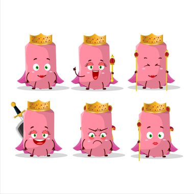 Kraliçe ve taç takan pembe tebeşir karikatürü. Vektör illüstrasyonu