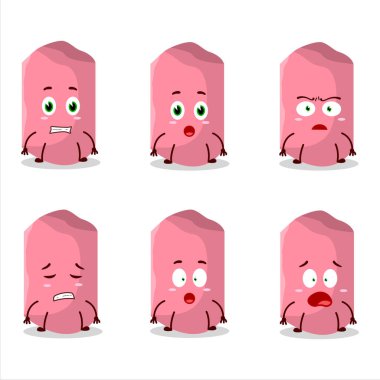 Korkak suratlı pembe tebeşir karakteri. Vektör illüstrasyonu