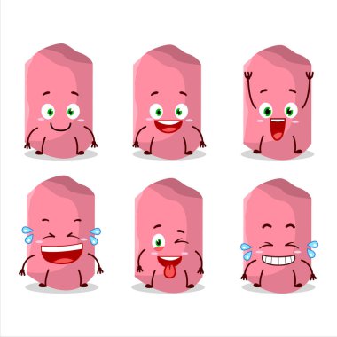 Gülen suratlı pembe tebeşir çizgi film karakteri. Vektör illüstrasyonu