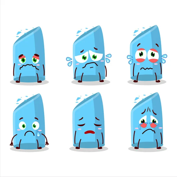 Blue Chalk Cartoon Character Sad Expression Vector Illustration — Vetor de Stock