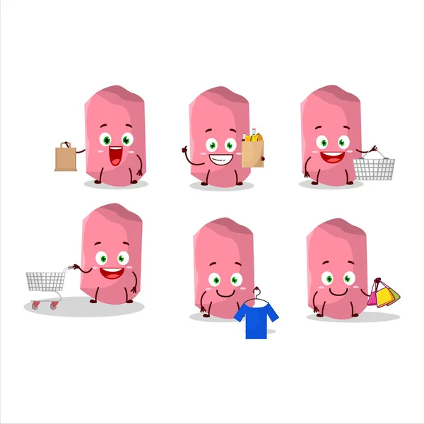 Rich Pink Chalk Mascot Design Style Going Shopping Vector Illustration — Image vectorielle