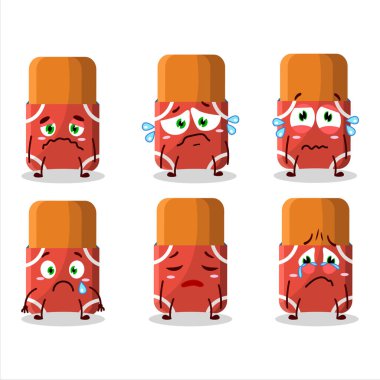 Üzgün yüzlü kırmızı silgi çizgi film karakteri. Vektör illüstrasyonu