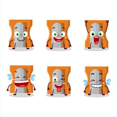 Gülen suratlı turuncu kalem açacağının çizgi film karakteri. Vektör illüstrasyonu