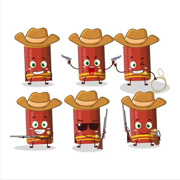 Cool Cow Boy Rouge Règle Personnage Dessin Animé Avec Chapeau — Image vectorielle