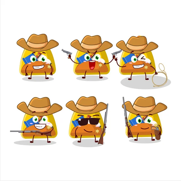 Cool Cowboy School Bag Cartoon Character Cute Hat Vector Illustration — Vector de stock