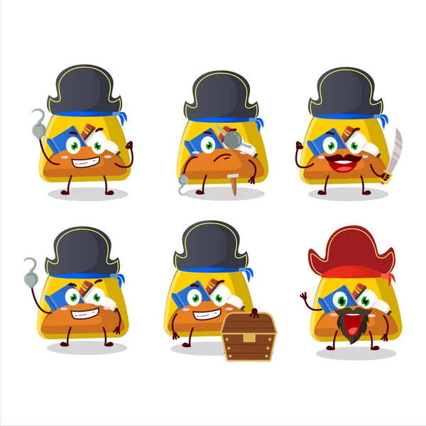 Cartoon Character School Bag Various Pirates Emoticons Vector Illustration — Image vectorielle
