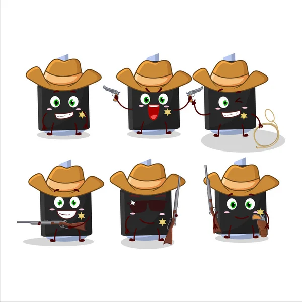 Cool Cowboy Blue Highlighter Cartoon Character Cute Hat Vector Illustration —  Vetores de Stock