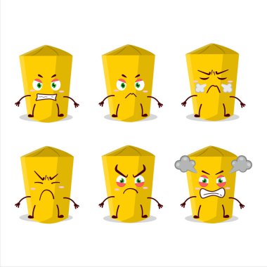 Çeşitli kızgın ifadeleri olan sarı tebeşir çizgi film karakteri. Vektör illüstrasyonu