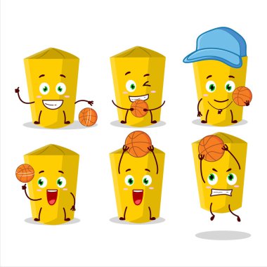 Basketbol atleti olarak yetenekli sarı tebeşir çizgi film karakteri. Vektör illüstrasyonu