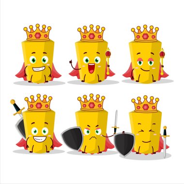 Karizmatik bir Kral sarı tebeşir çizgi film karakteri altın bir taç takıyor. Vektör illüstrasyonu