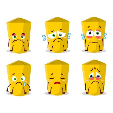 Üzgün suratlı sarı tebeşir çizgi film karakteri. Vektör illüstrasyonu