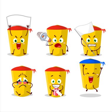 Çekici bir destekçi olarak sarı tebeşir karakterinin maskot tasarımı. Vektör illüstrasyonu