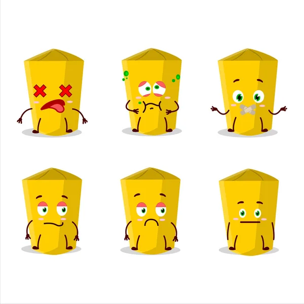 Yellow Chalk Cartoon Character Nope Expression Vector Illustration — Stockvektor