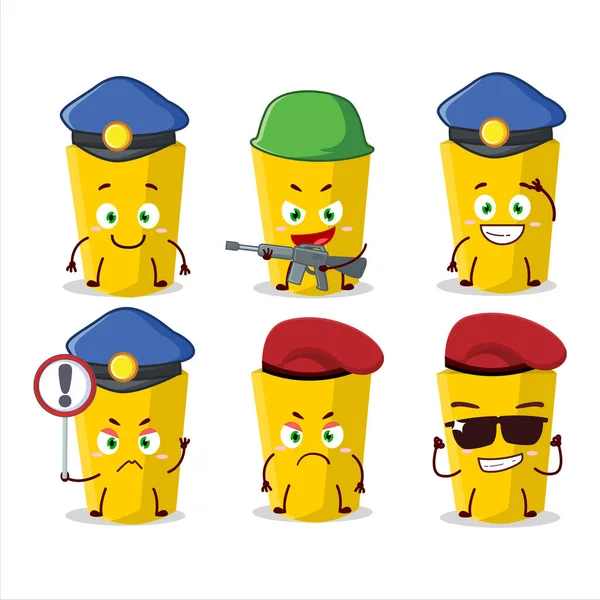 Dedicated Police Officer Yellow Chalk Mascot Design Style Vector Illustration — Vettoriale Stock