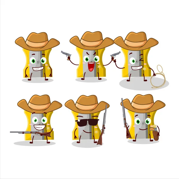 Cool Cowboy Yellow Pencil Sharpener Cartoon Character Cute Hat Vector — Vector de stock