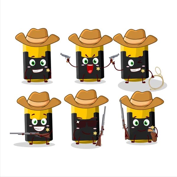 Cool Cowboy Yellow Highlighter Cartoon Character Cute Hat Vector Illustration — Image vectorielle