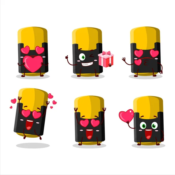 Yellow Highlighter Cartoon Character Love Cute Emoticon Vector Illustration — 图库矢量图片
