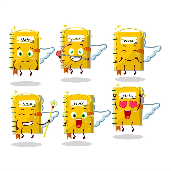 Note Book Cartoon Designs Cute Angel Character Vector Illustration — Vector de stock