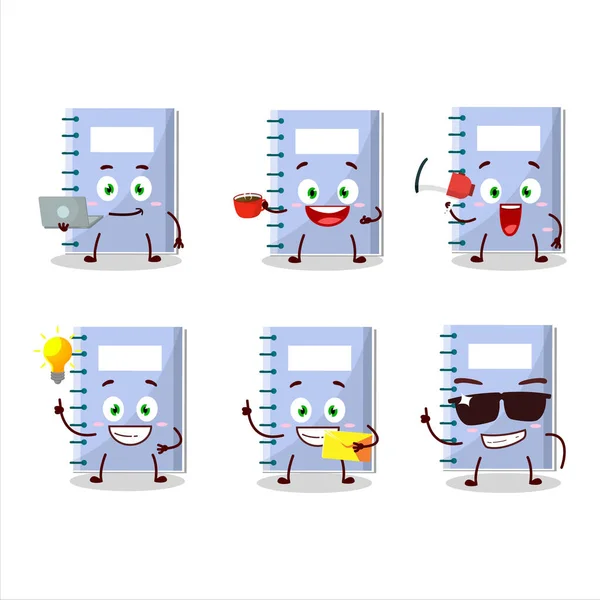 Blue Book Cartoon Character Various Types Business Emoticons Vector Illustration — Stock vektor