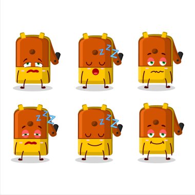 Cartoon character of orange pencil sharpener table with sleepy expression. Vector illustration