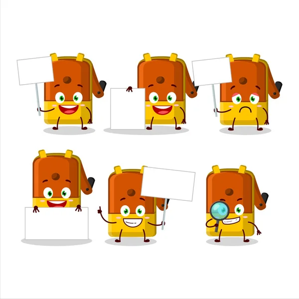 Orange Pencil Sharpener Table Cartoon Character Bring Information Board Vector — Vector de stock
