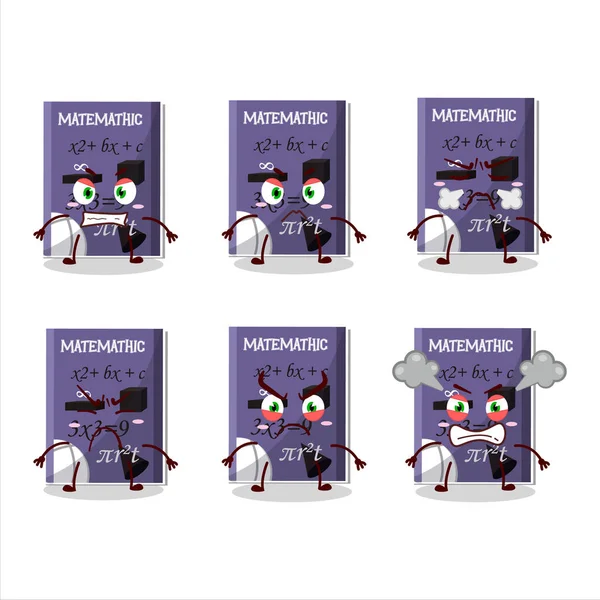 Matemathic Book Cartoon Character Various Angry Expressions Vector Illustration — Image vectorielle