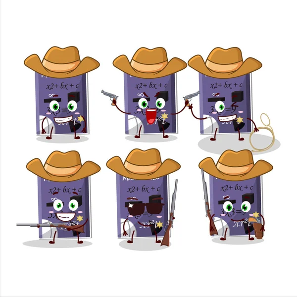 Cool Cowboy Matemathic Book Cartoon Character Cute Hat Vector Illustration — Vetor de Stock