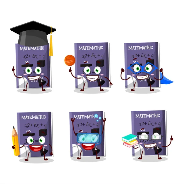 School Student Matemathic Book Cartoon Character Various Expressions Vector Illustration — Image vectorielle