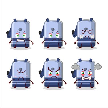 Blue pencil sharpener table cartoon character with various angry expressions. Vector illustration