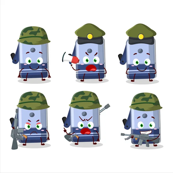 Charming Soldier Blue Pencil Sharpener Table Cartoon Picture Bring Gun — Stockový vektor