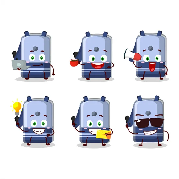 Blue Pencil Sharpener Table Cartoon Character Various Types Business Emoticons Wektory Stockowe bez tantiem