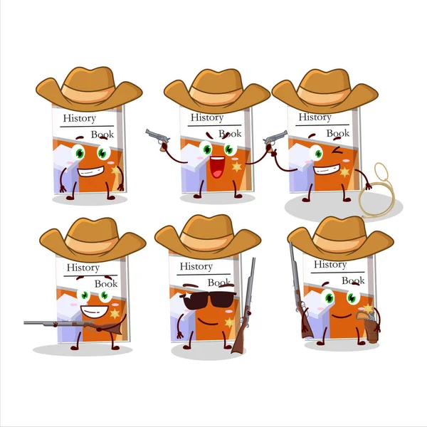 Cool Cowboy History Books Cartoon Character Cute Hat Vector Illustration — Vector de stock