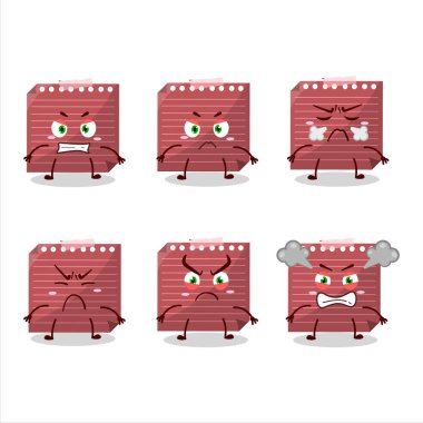 Red sticky note cartoon character with various angry expressions. Vector illustration