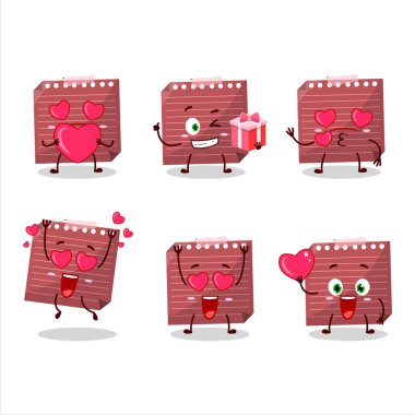 red sticky note cartoon character with love cute emoticon. Vector illustration