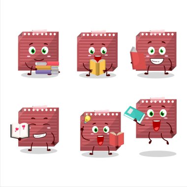 A picture of red sticky note cartoon character concept reading an amusing book. Vector illustration