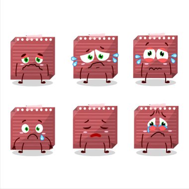 Red sticky note cartoon character with sad expression. Vector illustration