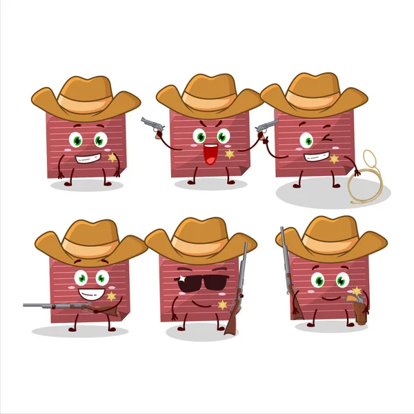 Cool Cowboy Red Sticky Note Cartoon Character Cute Hat Vector — Stock Vector