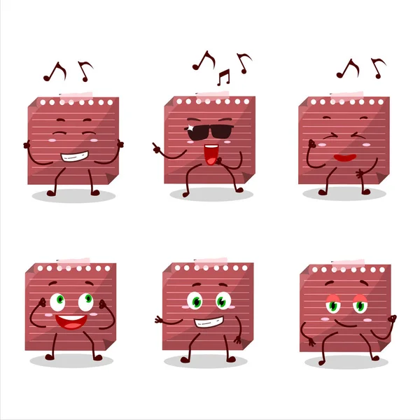 Image Red Sticky Note Dancer Cartoon Character Enjoying Music Vector — Archivo Imágenes Vectoriales