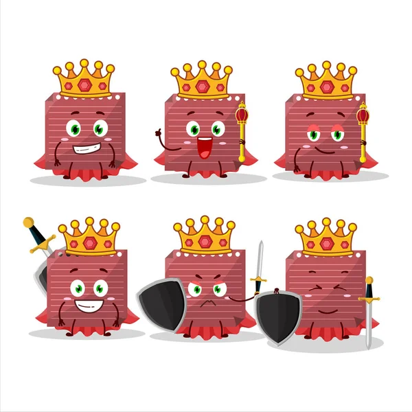 Charismatic King Red Sticky Note Cartoon Character Wearing Gold Crown —  Vetores de Stock