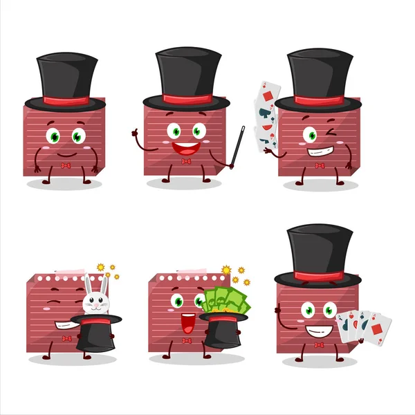 Red Sticky Note Magician Cartoon Character Perform Stage Vector Illustration —  Vetores de Stock