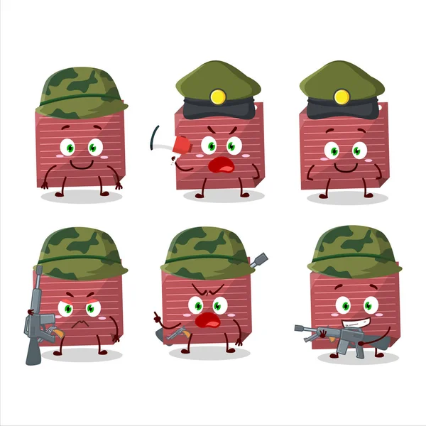 Charming Soldier Red Sticky Note Cartoon Picture Bring Gun Machine — Stock vektor