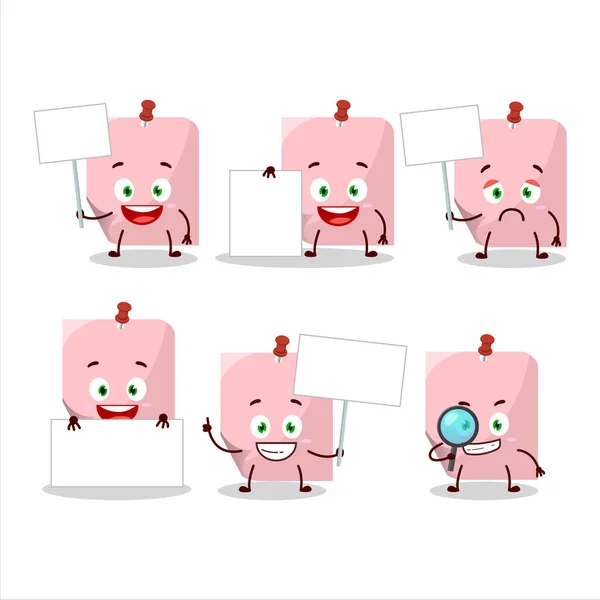 Pink Sticky Note Cartoon Character Bring Information Board Vector Illustration — Vetor de Stock