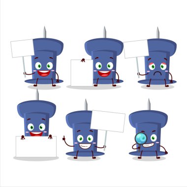 Blue push pin cartoon character bring information board. Vector illustration