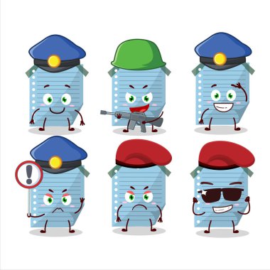 A dedicated Police officer of blue sticky notes mascot design style. Vector illustration