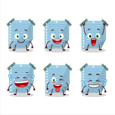 Cartoon character of blue sticky notes with smile expression. Vector illustration