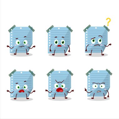 Cartoon character of blue sticky notes with what expression. Vector illustration