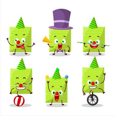 Cartoon character of green sticky notes with various circus shows. Vector illustration