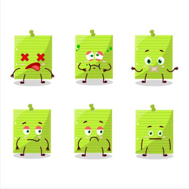 Green sticky notes cartoon character with nope expression. Vector illustration