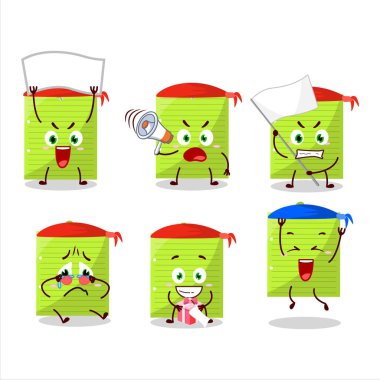 Mascot design style of green sticky notes character as an attractive supporter. Vector illustration
