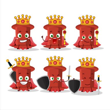 A Charismatic King red push pin cartoon character wearing a gold crown. Vector illustration